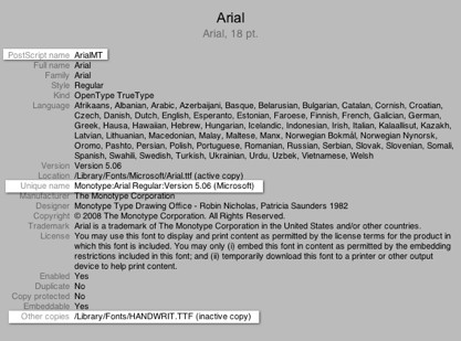 Font info number 1