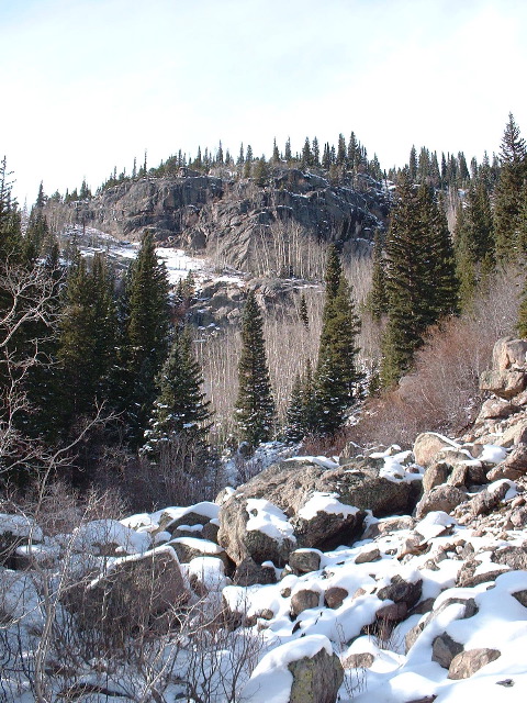 Snowy mountain side