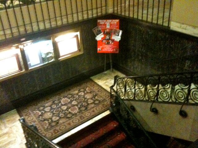 Stairs down to the restaurant