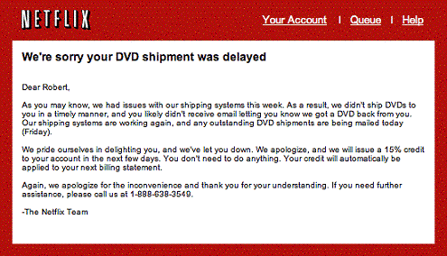 Compensation for shipping problems